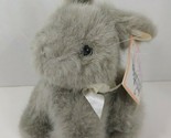 Dakin 1992 vintage plush gray bunny rabbit Whiskers white satin bow FLAW - $9.89
