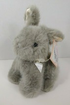 Dakin 1992 vintage plush gray bunny rabbit Whiskers white satin bow FLAW - $9.89