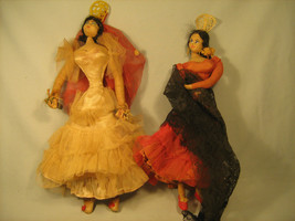 [h7] Two Vintage Dolls 12&quot; Tall Spanish Senoritas 1930-40&#39;s ? - £28.22 GBP