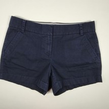J. Crew Cotton Chino Shorts Womens Size 4 Navy Blue Pockets Mid Rise - $13.96