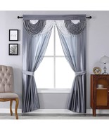 Luxury Window Curtains Drapes With Valance Living Room Silver Tie Backs ... - £26.52 GBP