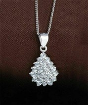 14K White Gold Over 0.87 Ct Round Simulated Diamond Pear Shaped Cluster Pendent - £50.49 GBP
