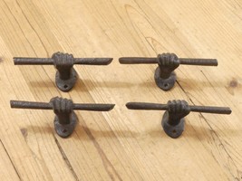 4 Drawer Pulls Cabinet Handles Rustic Hand And Stick Kitchen Bathroom Dr... - €17,35 EUR