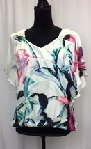 Woman&#39;s Floral Multi-colored Shirt With Scuffles At The Bottom For Perfe... - $11.96