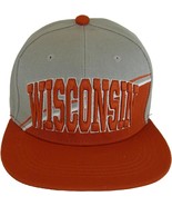 Wisconsin Diagonal Split Color Font Snapback Baseball Cap (Gray/Red) - $27.28 CAD