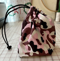 Betta Believe It Pink Camo Cotton Chess Peices Bag With Drawstring - $16.44