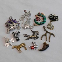 Lot of 11 Animal Themed Pendants Jewelry Making Cat Horse Panda Bee Salamander - £15.46 GBP