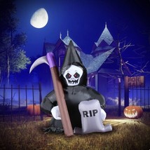 4FT Halloween Inflatable Decoration Outdoor LED Lights Scythe Ghost Grim... - £21.37 GBP