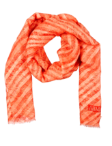 Armani Collezioni Orange Stripes Logo Unisex Men Woman Linen Scarf - $92.98