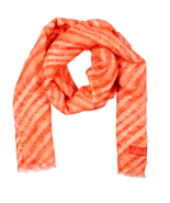 Armani Collezioni Orange Stripes Logo Unisex Men Woman Linen Scarf - £73.14 GBP