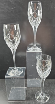 (3) Mikasa Olympus Wine Glasses Set Elegant Crystal Clear Swirl Cut Stemware Lot - £44.27 GBP