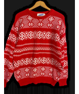 Vintage Puritan Sweater Size M Nordic Fair Isle All Over Red White Print... - $74.44