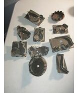 10 Antique Primitive Hand Made Soldered Tin Metal Cookie Cutters lot - $74.24