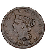 1841 Braided Hair Large Cent 1C Penny (Very Good, VG Condition) - $112.40 CAD