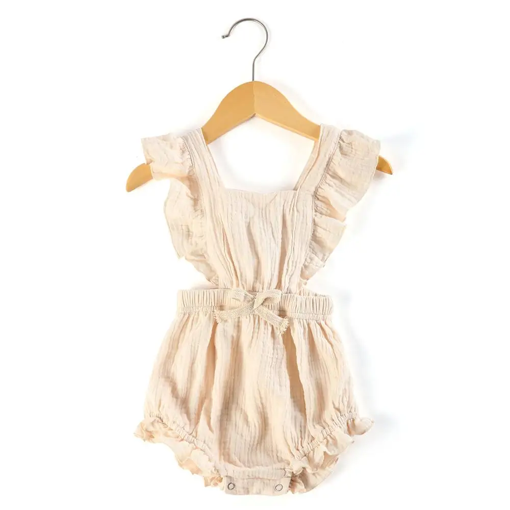 boutique shop Muslin newborn baby girl clothes sleeveless  up blank summer  girl - £37.37 GBP