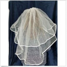 Wedding Veil New Satin Trim 2 tier White - $21.78