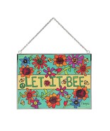 Let It Bee Suncatcher Izzy and Oliver 8&quot; long Vivid Flowers Glass Hangin... - $26.72