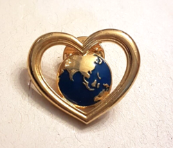 Avon Heart of Asia Mother Earth Day Scatter Pin 2005 Tie Tack Back Blue ... - $9.84