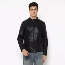 Men’S Timeless Plain Black Leather Jacket - $225.00