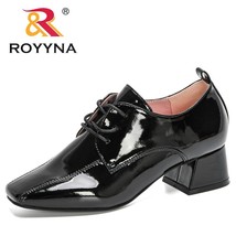 ROYYNA 2020 New Designers Office Handmade Lace Up Square Toe Square Heel Pumps W - £43.30 GBP