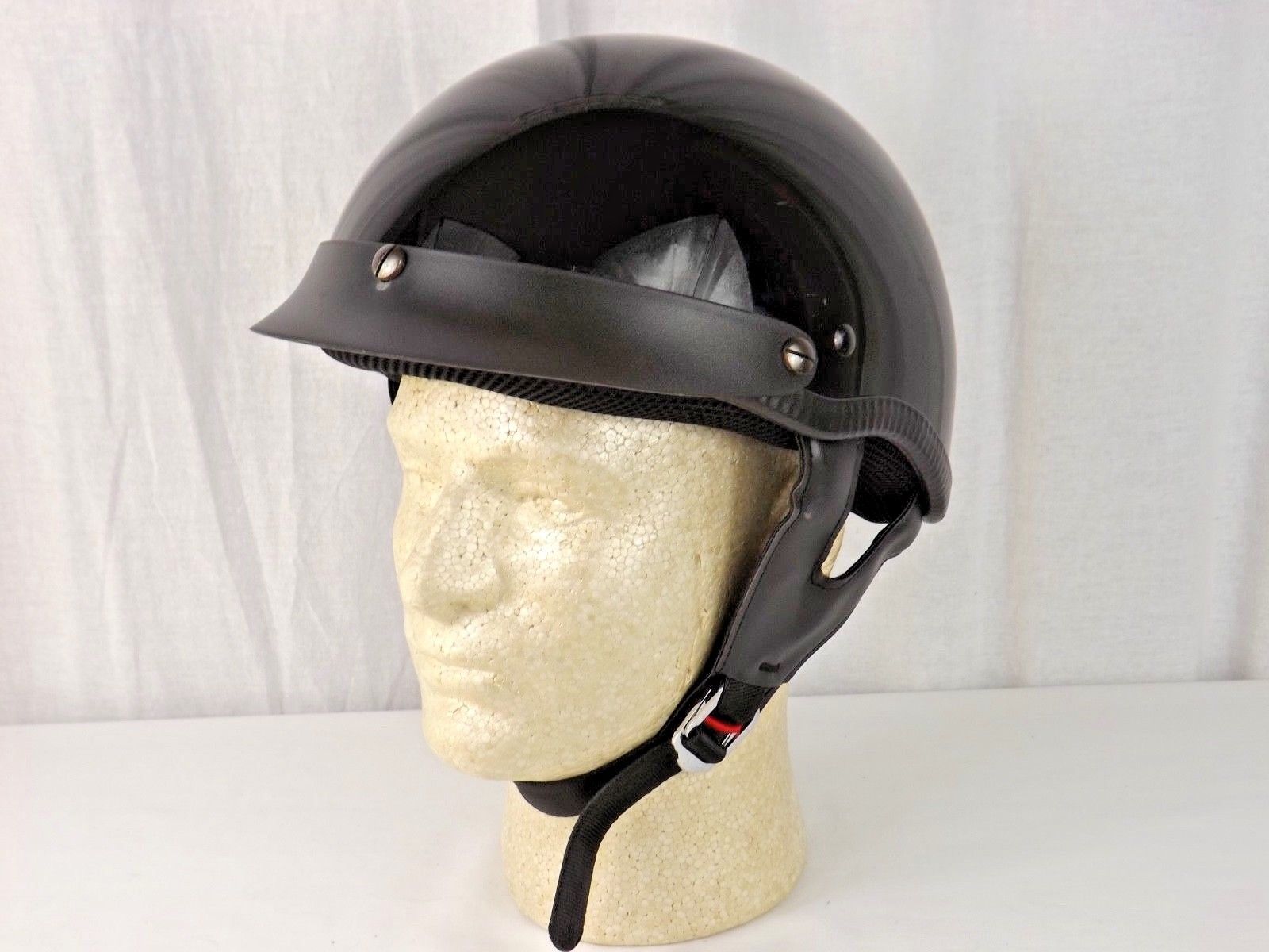 HCI-100 Gloss Black - Half Helmet w/ Visor DOT Approved Size Small (S) - $19.79