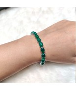 Natural Green Onyx Tennis Bracelet, Vintage Nature Inspired Jewelry For Her - £111.80 GBP
