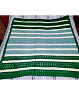 Crochet Handmade Square Lap Afghan 49&quot;x52&quot; Green Shades Baby Wrap Lap Bl... - $355.27 MXN