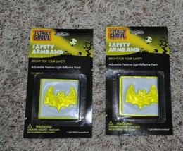 2 Kids Safety Safety Armbands Lighted Reflector Yellow Bats Halloween Accessory - £3.95 GBP