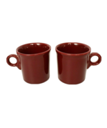 Fiesta Ware Coffee Mugs Pair Claret Homer Laughlin USA Claret O Handle D... - $355.23 MXN