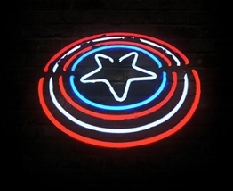 Captain America Shield Neon Sign 16&quot;x14&quot; - £109.38 GBP