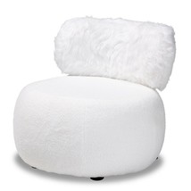 Modern Contemporary White Boucle Loop and Sherpa Upholstered Accent Chair - £322.44 GBP