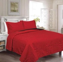 Julian RED/BLACK Super Soft Plush Bedspread Set 3PC California King Size - £54.80 GBP