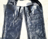 Black Leather Patchwork Motorcycle Riding Chaps Men&#39;s Size XL w/ lighter... - $37.61
