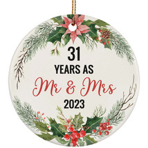 31th Wedding Anniversary Ornament 31 Years As Mr And Mrs Wreath Christmas Gift - £11.83 GBP
