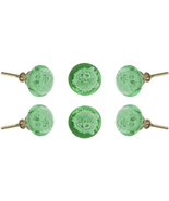 TRINCA-FERRO Set of 6 Glass Jones Bead Light Green Knob Kitchen Cabinet ... - £25.06 GBP