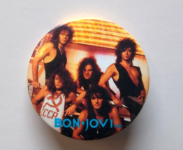 Bon Jovi Band Shot Badge Button Pin Unused Old Stock Pinback 1988 Rock M... - $11.74