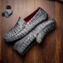 Remo Genuine Caiman Slip On Driving Loafers Gray image 9