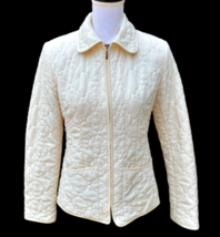 ESPRIT Outerwear Women&#39;s Jacket Size Small Cream Quilted Lines Front Poc... - £16.45 GBP