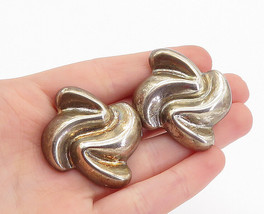 925 Sterling Silver - Vintage Hollow Swirl Design Non Pierce Earrings - EG2842 - £65.15 GBP