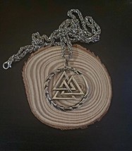 Stainless Steel Viking Valknut Knot  Necklace Pagan Odin Norse Witch Amulet - £10.93 GBP
