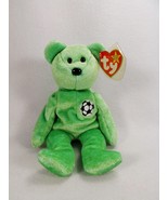 TY Beanie &quot;Kicks&quot; Green Soccer Teddy Bear &quot;Error&quot; Tag Adult Owned W/Tag - £7.92 GBP