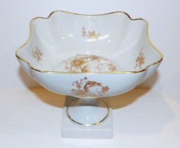 EXQUISITE LIMOGES FRANCE PORCELAIN GOLD BIRD FLORAL 7 1/2&quot; PEDESTAL COMP... - $98.99