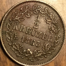 1865 Germany Baden 1/2 Kreuzer - £11.46 GBP