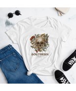 Floral Skull Tee Shirt Southern Style Graphic Print Top - $29.99+