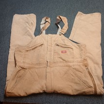 Dickies Insulated Overalls Men 38x30 Brown Canvas Workwear Bibs - £36.63 GBP