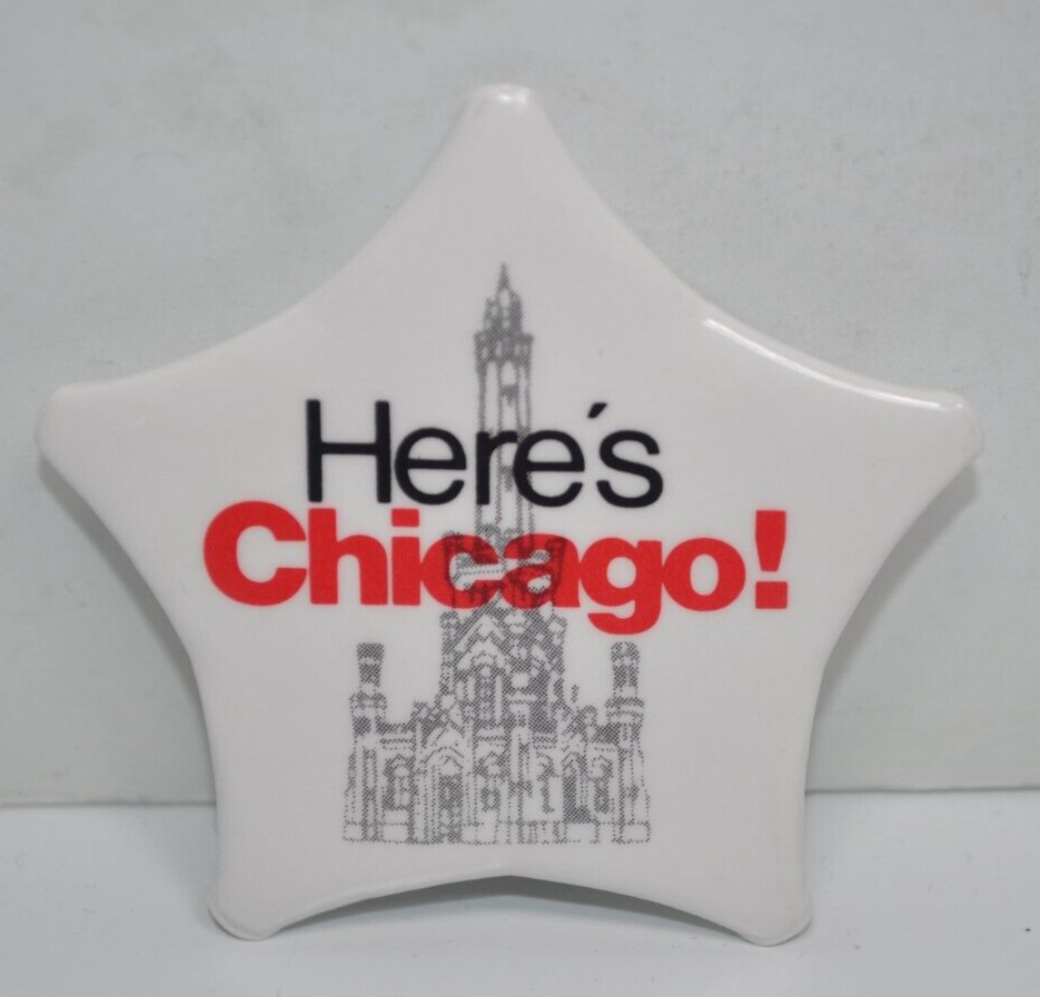 Vintage HERE&#39;S CHICAGO! Vintage White Star 2-1/4&quot; Pinback Button - $8.90