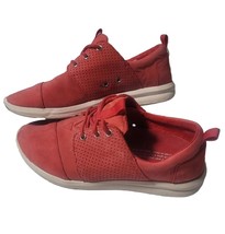 Tom&#39;s Womens Del Rey Sneakers Shoes Red Leather Lace Up Size 5 Suede lace-up  - £17.99 GBP