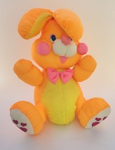 Vtg Dan Dee Intl Bunny Rabbit Neon Orange Nylon Stuffed Plush Toy Soft Expressio - $21.28