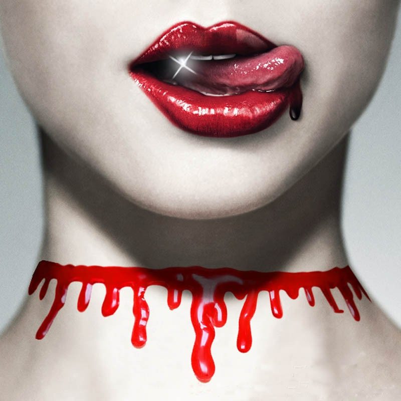Elliz Clothing's Blood Choker Halloween Gothic Dripping Blood Illusion Necklace  Item image 2