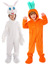 Easter Bunny Carrot Hooded Onesie Pajamas Kids Animal Costume One Piece Jumpsuit - £24.04 GBP+